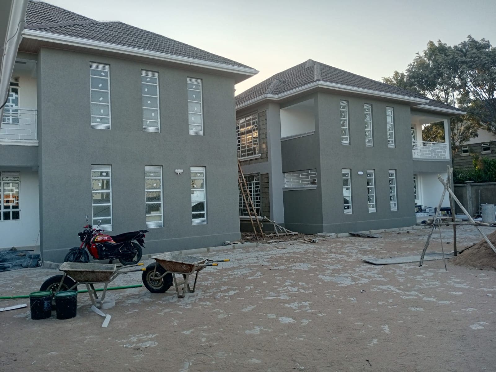 Rental units around the shared cabro-paved compound in Katani